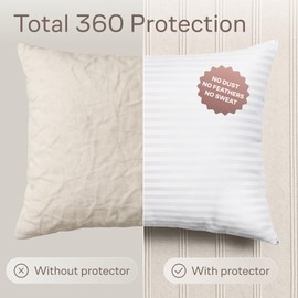 Set of 12 Pillow Protectors with Zipper King Size - 100% Resistant to Stains, Dust & Dirt - Washable Covers for Increased Pillow Lifespan