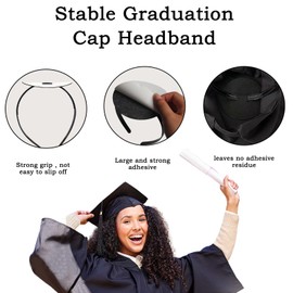 HAKJXOS Graduation Cap Secure Headband, Upgrade Grad Cap Headband Don't Change Your Hair, Cap Decorations for Graduation (2Pcs)