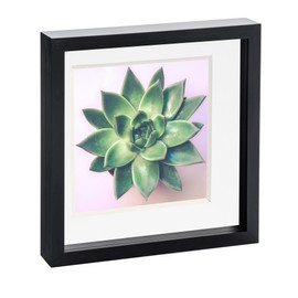 Nicola Spring 10" x 10" Black 3D Box Photo Frame - 8" x 8" Mount - White