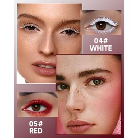 White Burgundy Colored Mascara, 2Pcs Waterproof Tubing Mascara, Volume and Length Smudge-proof Mascara for Eyelashes, Long Lasting Lengthening Curling Non Clumping Eye Lashes, Eye Makeup for Women- Set C