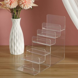 Hemoton Clear Acrylic Wallet Display Stand Handbag Purse Display Stand Retail Store Holder Shelf Cosmetic Display Racks 6- Tier Transparent