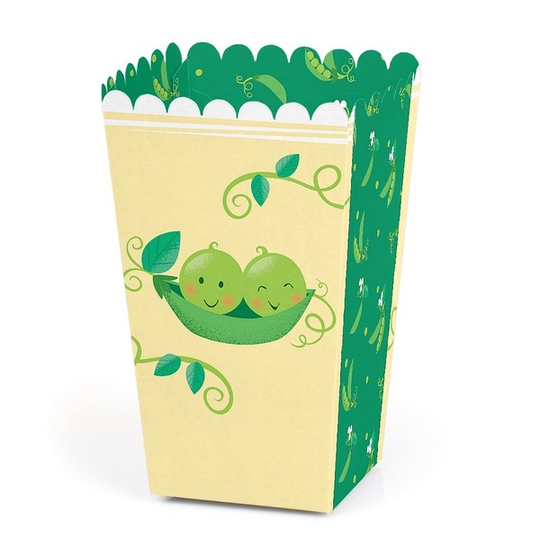 Big Dot of Happiness Double the Fun - Twins Two Peas in a Pod - Baby Shower or First Birthday Party Favor Popcorn Treat Boxes - Set of 12