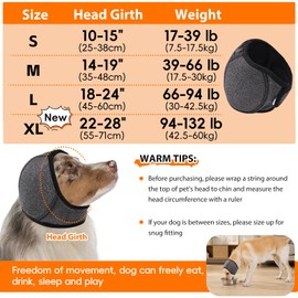 Dog Calm Hoodie Ear Wraps for Dogs, Waterproof Dog Swim Cap, Ear Cover Muffs for Anxiety Relief Noise Cancelling, Dog Head Warp Ear Protection for Hematoma Fireworks Bath Swim Blow Drying(M,Greye)