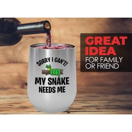 Snake Lovers Silver Edition Wine Tumbler 12oz - My snake needs me - Exotic Tropical Pet Reptiles Lizard Snake Turtle Geckos Tortoise Breeder Camouflage