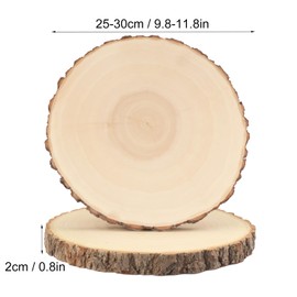 4 PCS 10-12 Inch Natural Wood Slices, Unfinished Paulownia Wood Circles with Barks for Coasters, DIY Crafts, Christmas Rustic Wedding Ornaments and Centerpieces,by GNIEMCKIN