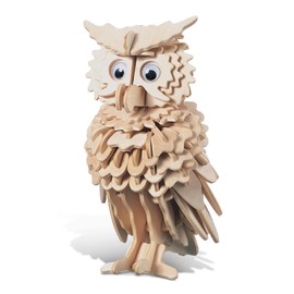 Puzzled 3D Puzzle Owl Wood Craft Construction Model Kit, Fun Unique & Educational DIY Wooden Toy Assemble Model Unfinished Crafting Hobby Puzzle to Build & Paint for Decoration 146 Pieces Pack