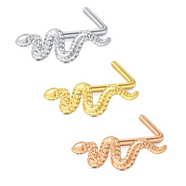 D.Bella 18G 20G 22G L Shaped Nose Studs Surgical Stainless Steel 1.5mm 2mm 2.5mm 3mm CZ Nose Rings For Women, Metal, stainless steel