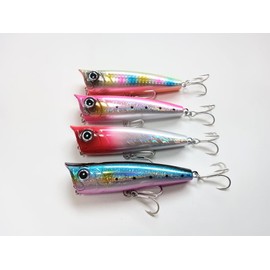 Splash From Head Popper 4 Colors 24g 90F Sardine Redhead Candy Pink Yellowtail Flutter Topwater Blue Bubble Popping Splash Splash Squirrel Sea Bass Floating Pencil Bait Tuna (Set of 4 Colors)