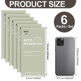 Marspark 6 Pcs Vehicle Mileage Log Book for Car Auto Mileage Tracker Notebook Daily Small Gas Expense Record Log Book 6. 3 x 3. 3 Inch Vehicle Journal Business Bookkeeping for Driving, 32 Pages Each