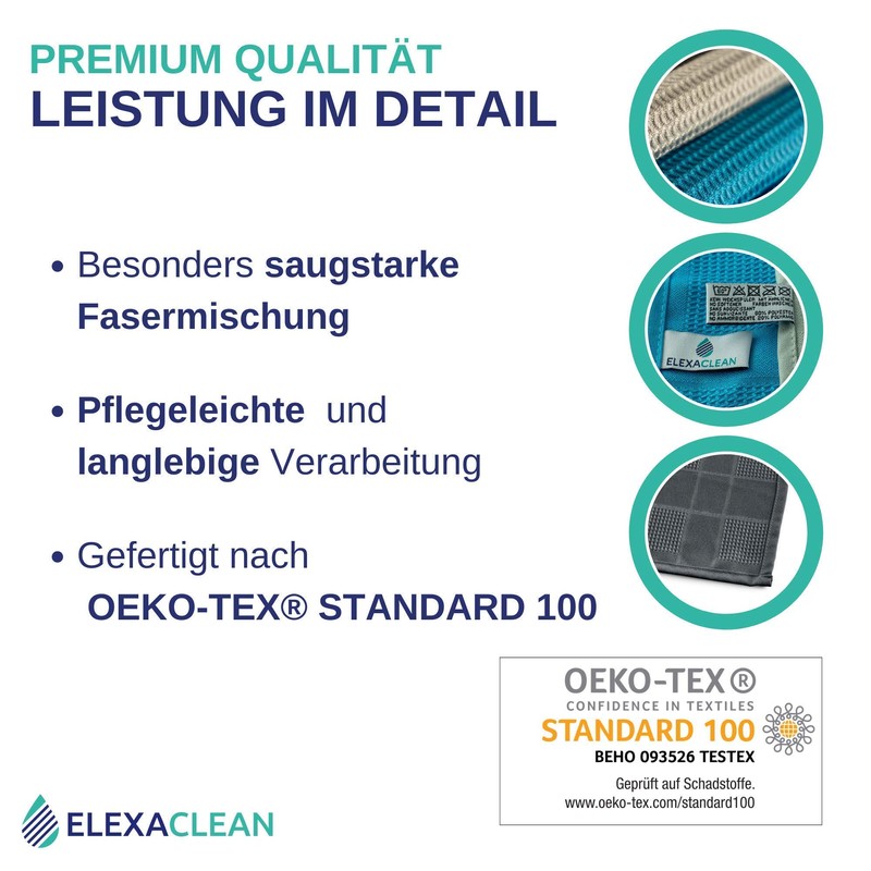 Elexaclean Microfibre Tea Towel Set - 68 x 42 cm