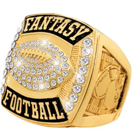 Crown Awards Fantasy Football Champion Rings - Gold Deluxe Fantasy Football Ring with Gems - Choose Ring Size Prime