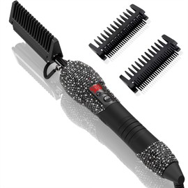 DAN Technology LCD Screen Digital Display Diamond Shaped Hot Comb, Black, 13.1 x 2.3 inches, 500 Degree Plug in Hot Comb with Adjustable Temperatures, Temperature Lock, Suitable for All Hair Types