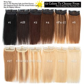 FEIPRO Real Remy Human Hair Clip in Hair Extensions Short Straight Thick Double Weft One Piece Hair Pieces for Thinning Hair Invisible Hairpin Increase Women Men topper Volume 10Inch#27 Dark Blonde