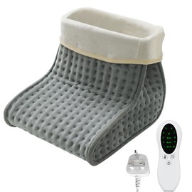 Gobesty Foot Warmer, Electric Foot Warmer, Electric Foot Warmer for Cold Feet with 6 Heat Settings, Heating Pad for Foot for Men and Women, Machine Washable Lining (Grey)