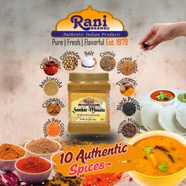Rani Sambar Masala (Lentil Soup Spice Blend) 16oz (1lb) 454g PET Jar ~ All Natural | Vegan | No Colors | Gluten Friendly | NON-GMO | Kosher | Indian Origin