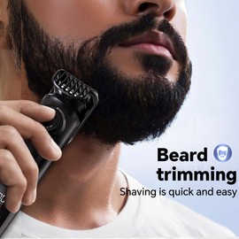 Electric Beard Trimmer for Men Professional Adjustable Length and Hair Clipper, Men's Beard Mustache Trimming and Body Hair Trimmer, Cordless Digital Display and Rechargeable USB Type-c Charger -Black