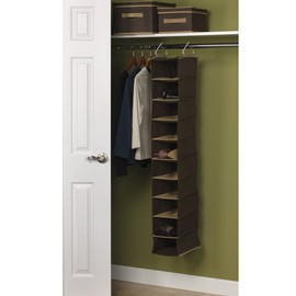 Household Essentials 66032 Hanging Shoe Storage Organizer for Closets | 10 Pocket | Coffee Linen