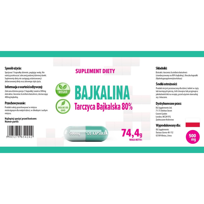 Hepatica Baicalin (Scutellaria baicalensis) Chinese Skullcap 500mg 120 Vegan Capsules,