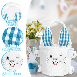 Yanghad Children's Easter Basket with Handle, Easter Basket, Easter Bunny, Easter Nest for Filling, Easter Nest Crafts Rabbit, Basket Easter (Blue)