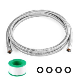 Refrigerator Icemaker Connector - Premium Stainless Steel Braided Ice Maker Water Hose&Universal Fit to ALL Refrigerator Brands with 1/4" Fittings for Icemaker Water Supply Line (5FT)