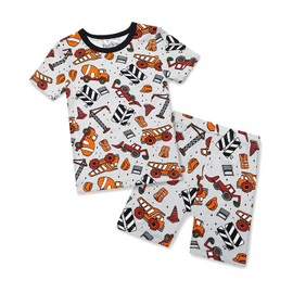 babee Reshinee Bamboo Viscose Toddler Truck Pajamas Boys Girls Kids Baby Cool Short Summer Pjs Set 3-4T Two Piece