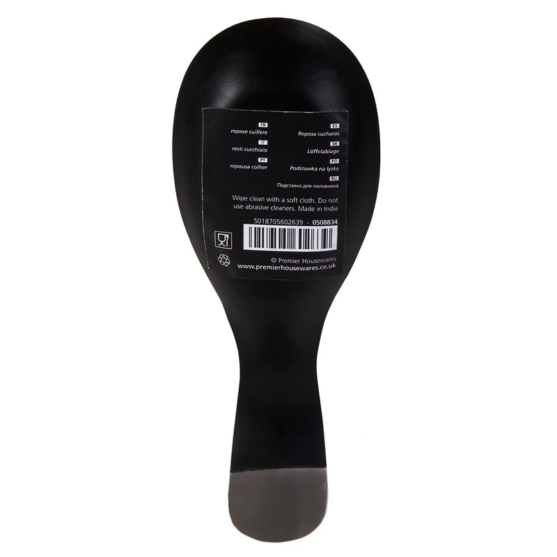 Premier Housewares Spoon Rest For Kitchen Black Enamel Spoon Holder