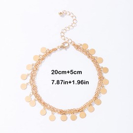 Prosy Boho Layered Sequin Anklet Gold Bead Ankle Bracelets Chain Beach Foot Jewellery Adjustable for Women Girls