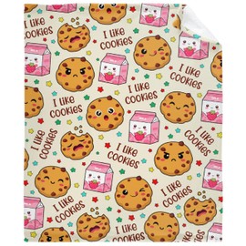 Cookies and Milk Throw Blanket is Super Soft and Warm,The Lightweight Flannel Blanket is for All-Season Use,A Great Choice for Gifts 50"x40"for Kids