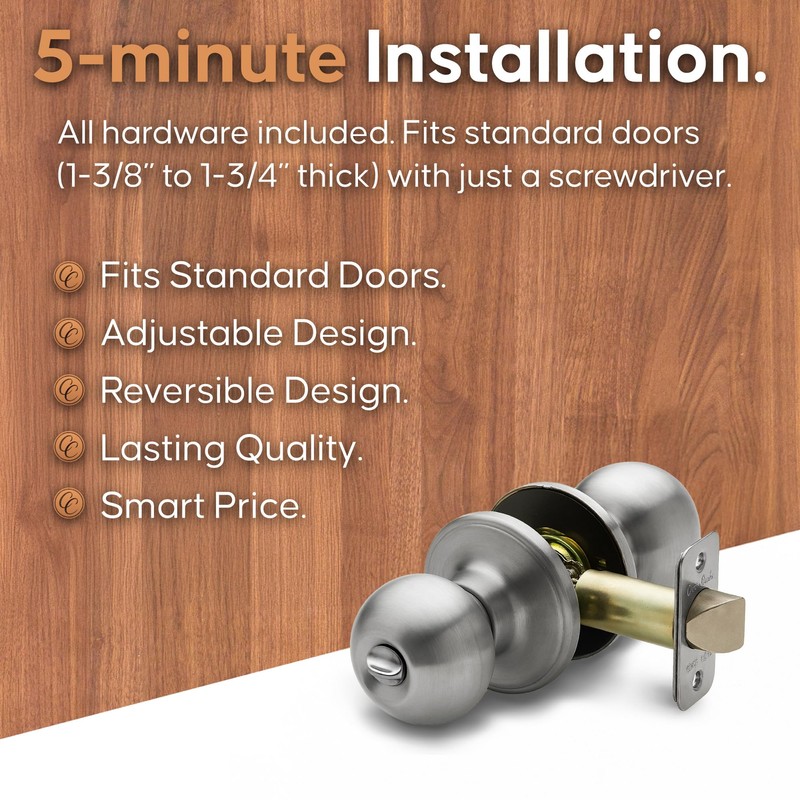 Copper Creek Privacy Interior Door Knob – ANSI Grade-3 Certified,