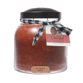 A Cheerful Giver - Nutmeg & Spice - 34oz Papa Scented Candle Jar with Lid - Keepers of The Light - 155 Hours of Burn Time, Gift for Women, Brown