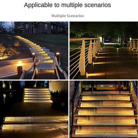 CREATESTAR Solar Step Lights, Stair Fence Triangle Lights IP67 Outdoor Waterproof LED Deck Light for Garden Yard Patio, Porch, Front Door, Outside, Pathway, Warm White 6 Pack