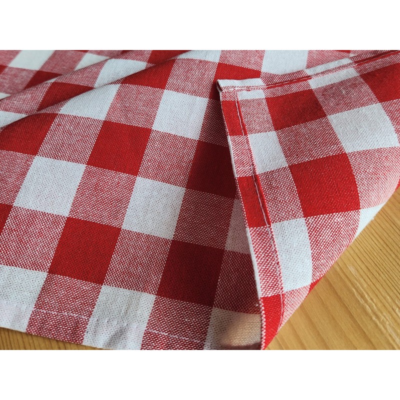 100% Cotton Fabric Gingham Table Cloth 140x140 Square Natural Buffalo