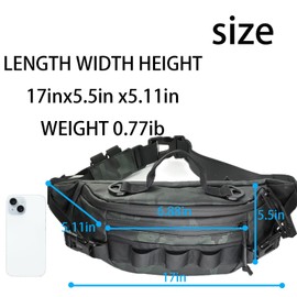 Chardime Waist Pack Leather Film, Multiple Pockets, Water-Resistant, Ideal for Men Travel, Hiking, Everyday Use (Green Camouflage)