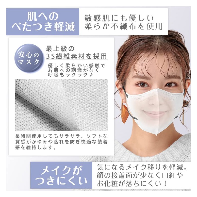 [雑貨の国のアリス] 5D小顔マスク 不織布 小顔マスク 20枚 5D立体 3層 立体マスク 99%カット (Ｍサイズ,