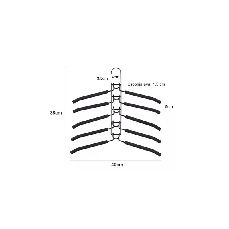 Ganchos para Ropa, 2 Piezas Ganchos para Pantalones Multicapa Desmontable