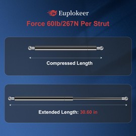 Euplokeer Qty (2) LGP8-306-60 30in 60lb/267N Universal Gas Strut with Mounting Brackets, Lift Support Shock for RV Camper Outside Kitchen Cabinet Truck Pickup Tonneau Cover Basement Door RV Bed Part