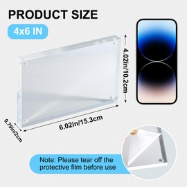Jeffbaubl 12 Pcs Acrylic Picture Frames,Double Sided Magnetic Photo Frame,10+10MM Thick Clear Frameless Desktop Display for Bedroom Living Room Home Office Wedding,4 x 6 Acrylic Frame