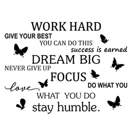Quanyuchang Motivational Work Quotes Wall Art Stickers Office Rules Give Your Best Work Hard Art Decal Removable DIY Vinyl Wall Art Murals Decor for Office Bedroom School Living Room