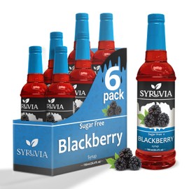 Sugar-Free Blackberry Syrup by Syruvia 6-Pack, 25.4 fl oz, Wholesale Coffee Syrup Shops, Cafes, Baristas, Bistros, & Beverage Bars, Bulk Kosher & Gluten-Free
