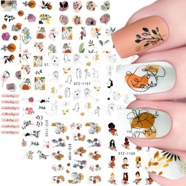 Nail Stickers, Nail Stickers Flowers Water Transfer, Abstract Nail Stickers Nail Art Stickers Nail Tattoos Nail Design Manicure DIY Nail Art Decals for Women Girls (3 Sheets)