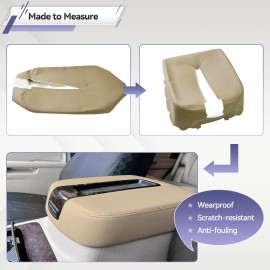 XUKEY Car Armrest Cover Pad Center Console Leather Beige For Chevy Tahoe Suburban 1500