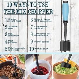 Meat Chopper, 5 Curve Blades Ground Beef Masher, Heat Resistant Meat Masher Tool for Hamburger Meat, Ground Beef, Turkey and More, Nylon Hamburger Chopper Utensil Non-scratch Utensils-blue