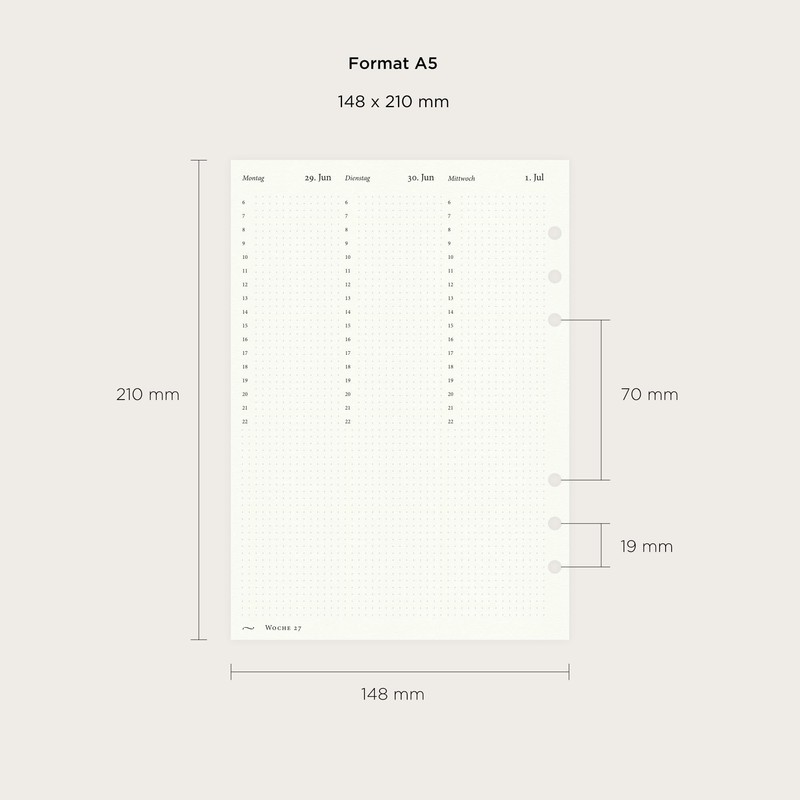 etmamu 1100 Calendar Inserts 2026 A5 Vertical Dot Grid