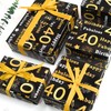 5Pcs 40th Birthday Wrapping Paper,50 * 70cm Gold Black Wrapping