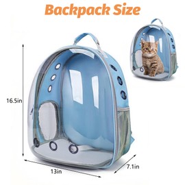 kathson Bearded Dragon Carrier with Harness and Leash Set, Large Reptile Travel Carrier Portable Lizard Backpack Clear Small Animals Carrying Bag for Gecko Hamster Rabbit Hedgehog Kitten (Blue)