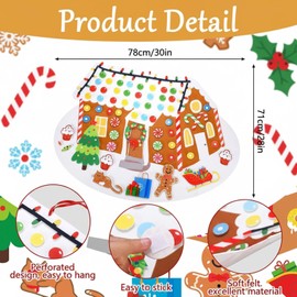 DIY Felt Christmas Tree Gingerbread House 2.56 FT with 60 Pcs Detachable Ornaments for Little One Felt Candy Gingerbread Man House Crafts Kit Xmas Gifts Door Wall Hanging Decoration Party Favor