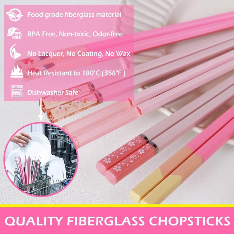 Chopsticks Reusable Dishwasher Safe, GLAMFIELDS 10 Pairs 9.5 Inches Premium