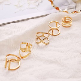 Wedity Crescent Ring Set Geometry V-shape Star Moon Lotus Crystal Finger Joint Rings Stackable Knuckle Rings Jewelry for Women and Girls (A)