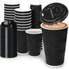 BYSNOW 16oz Coffee Cups with Lids, 100 Pack Insulated Ripple