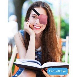 Eye Patches for Adults and Kids, 2 Pcs 3D Eye Patch Adjustable Medical Eyepatch for Lazy Eye Amblyopia Strabismus and After Surgery for Left Eye Pink